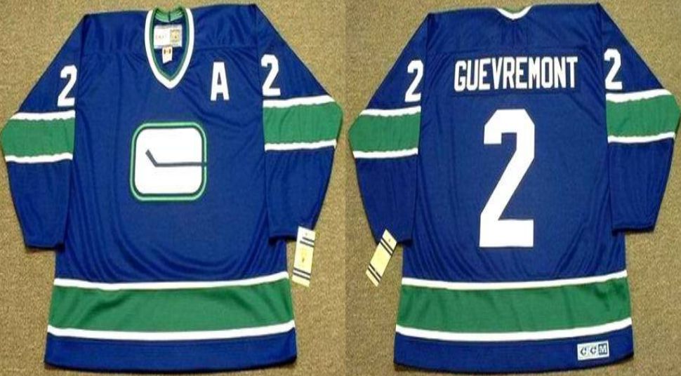 2019 Men Vancouver Canucks 2 Guevremont Blue CCM NHL jerseys
